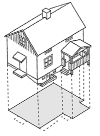 Bild som visar exempel på byggnadsarea.