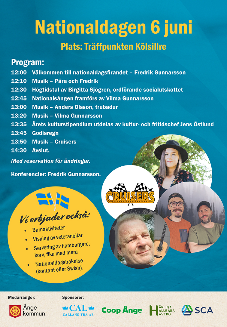 Grafik: Program för nationaldagen 2023 i Kölsillre.